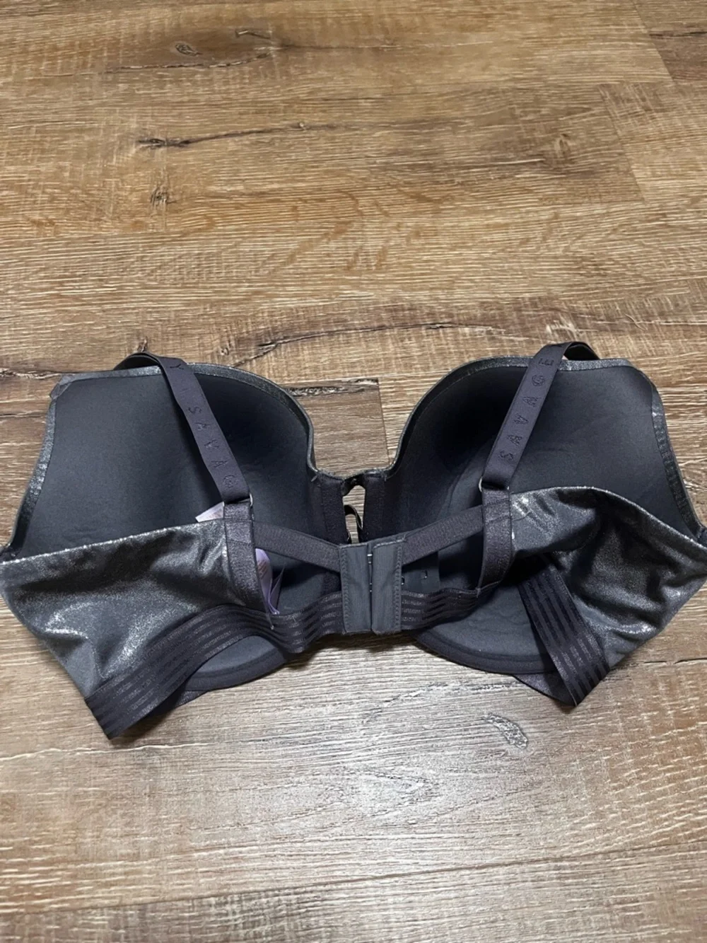 Savage X Fenty Shimmering Gray Bra MICROFIBER METALLIC PUSH-UP BRA Size 36DDD - Picture 3 of 13